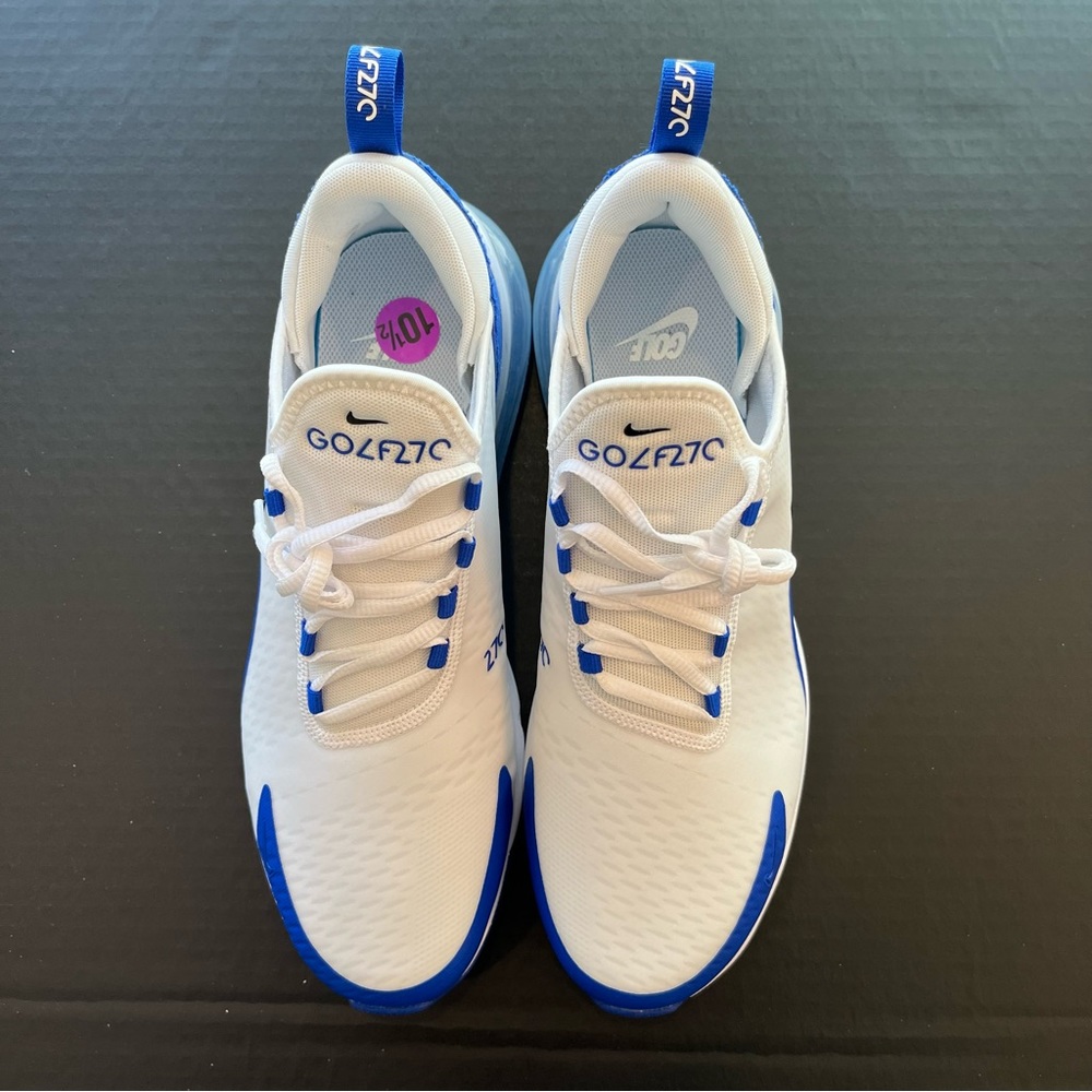 Nike Air Max 270 Golf White Racer Blue Men Sz 10.5 Shoes CK6483-106 NEW! ** - Picture 2 of 7